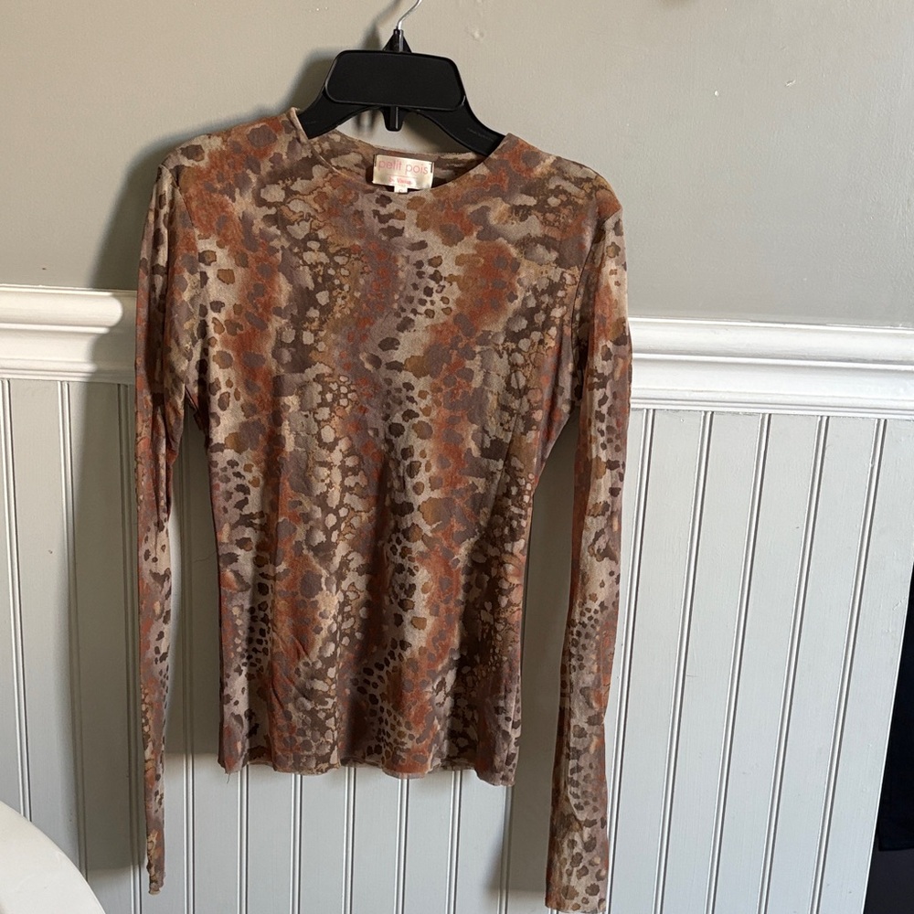 Viviana Brown and Tan Patterned Long Sleeve Top